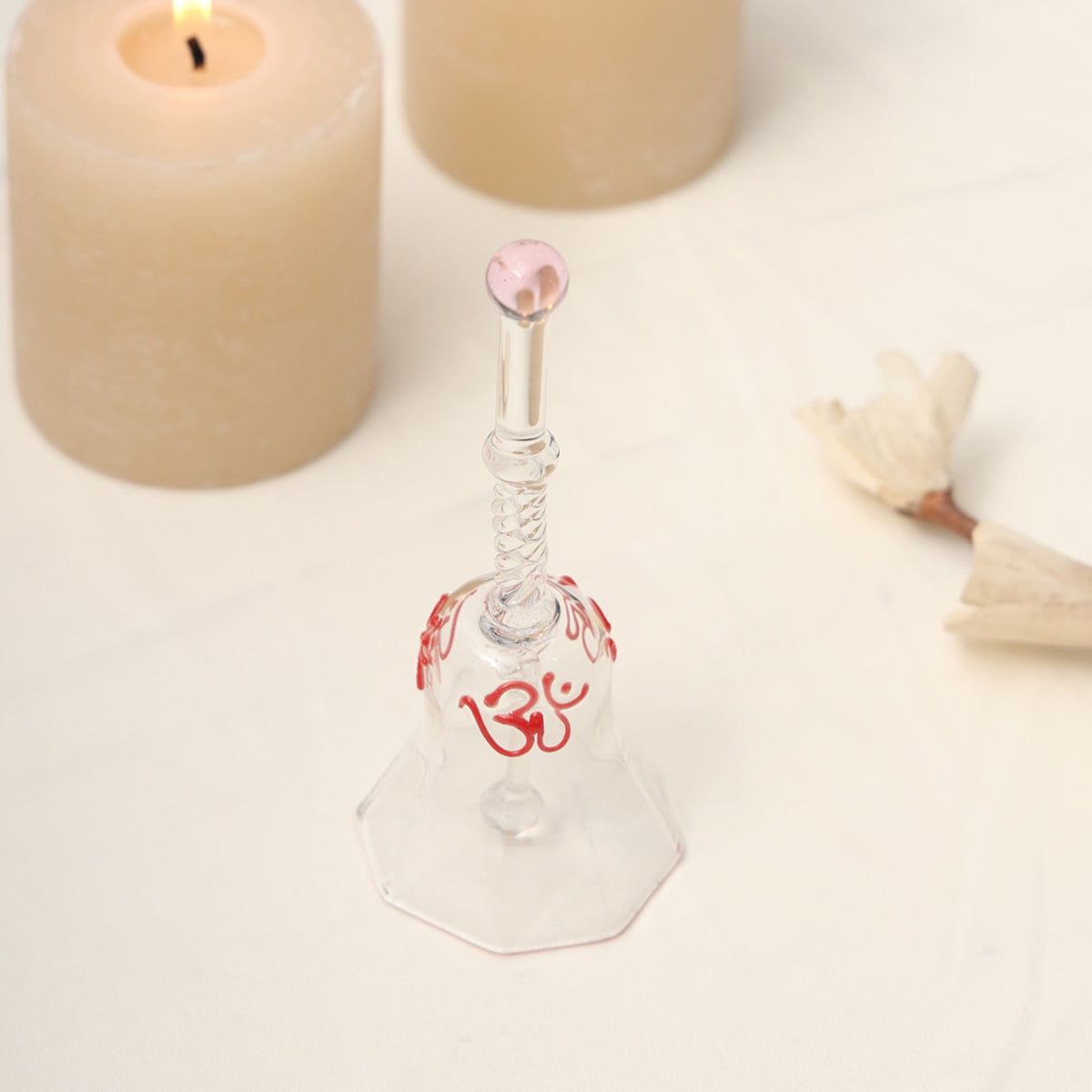 Sthula's Om Hanging Glass Bell Decorative Showpiece – Transparent Glass Wind Chime