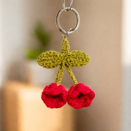 Sthula's Handmade Red Cherry Keychain