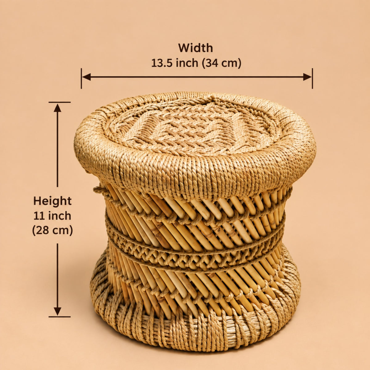 Sthula's Handmade Cane Stool – Natural Woven Round Stool Set