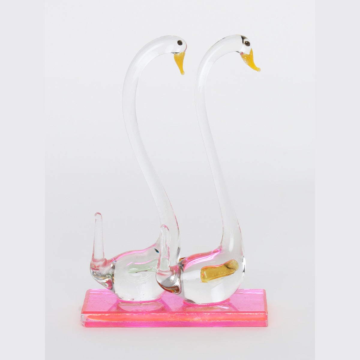 Sthula's Swan Couple Decorative Showpiece – Multicolor Glass Swan Figurine