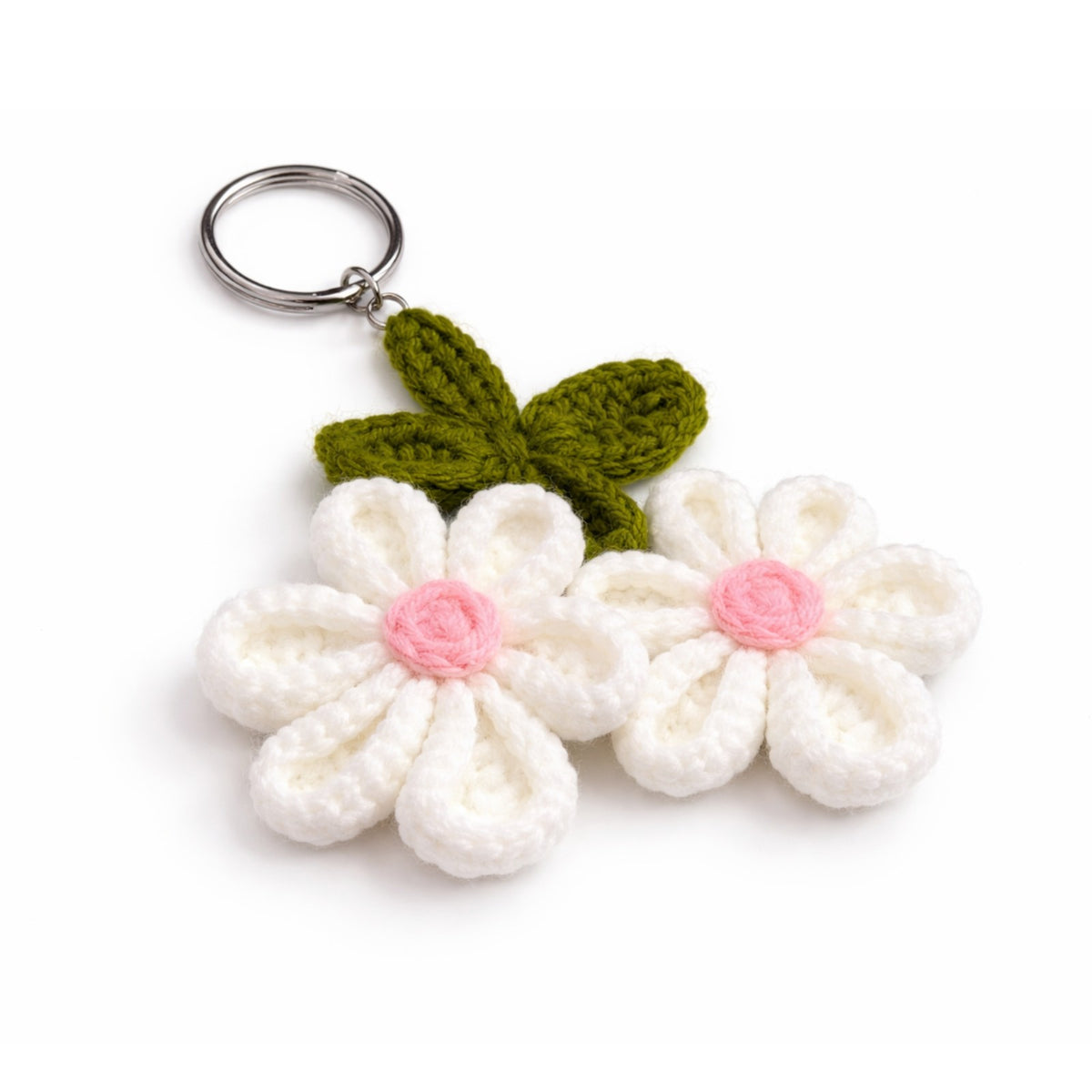 Sthula's Handmade White & Pink Daisy Flower Keychain