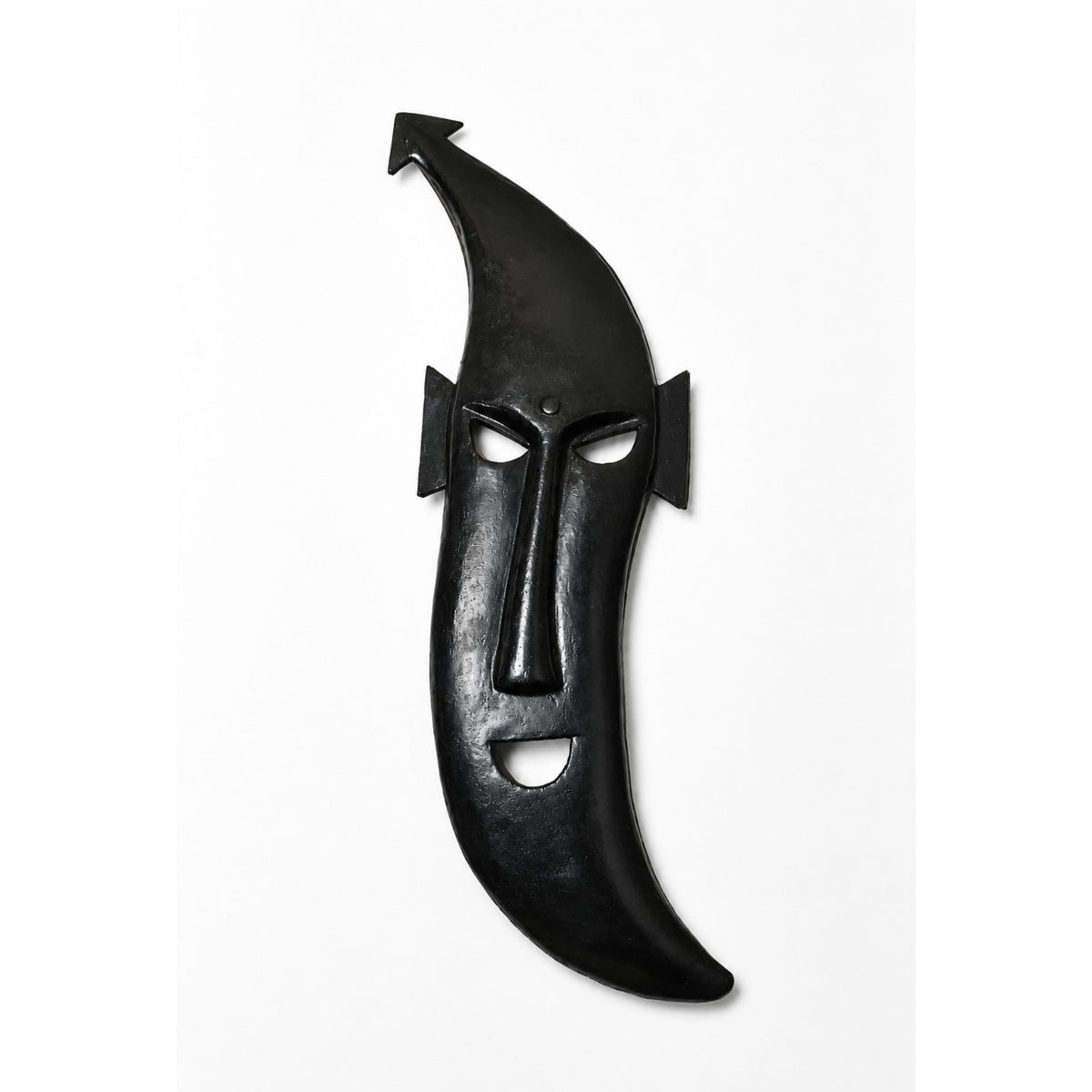 Sthula's Handmade Black Metal Tribal Face Wall Mask