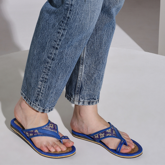 Sthula's Handmade Blue Bamboo Woven Women’s Sandals