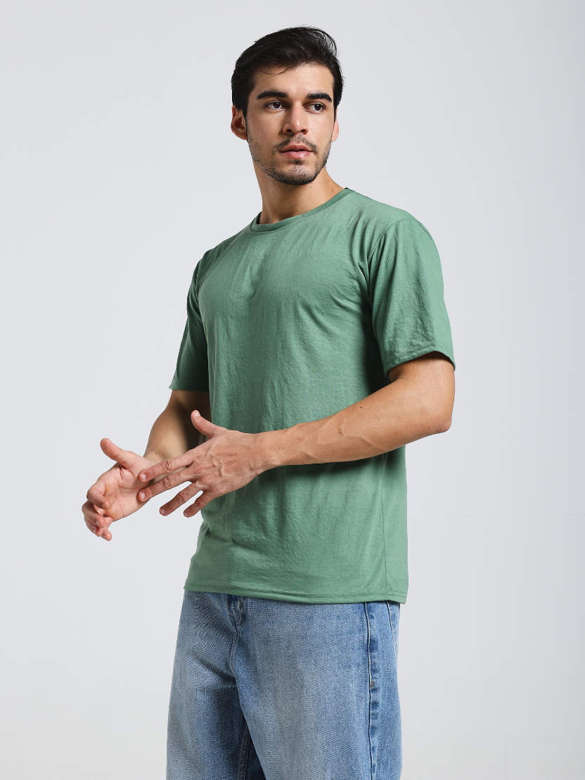 Sthula's Men Baggy Green Cotton T-Shirt