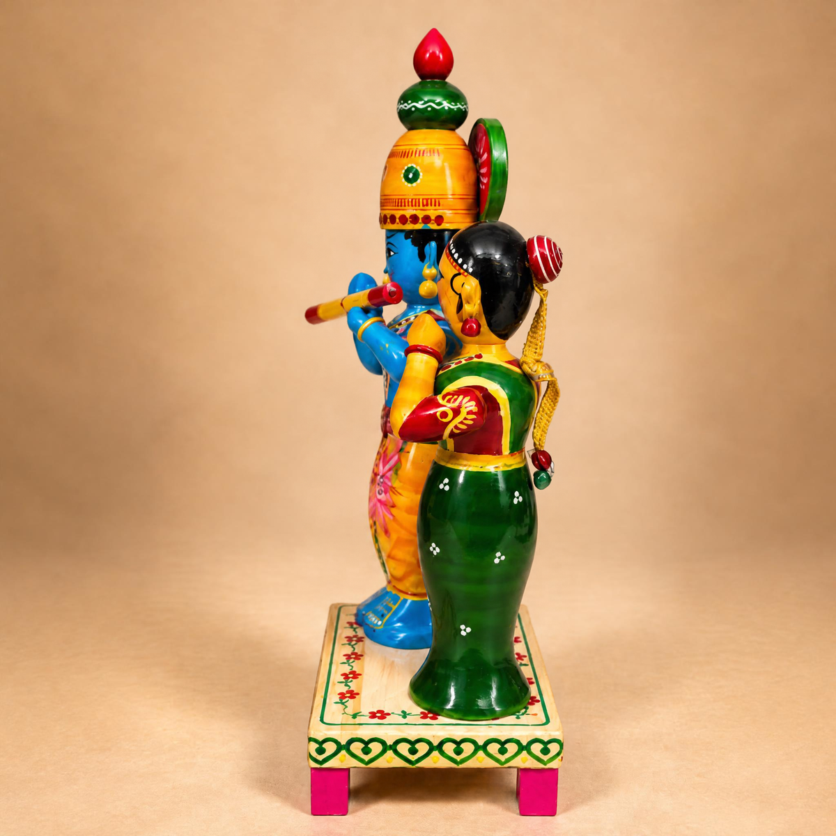 Sthula's Multicolor Wooden Krishna Radha Decorative Showpiece