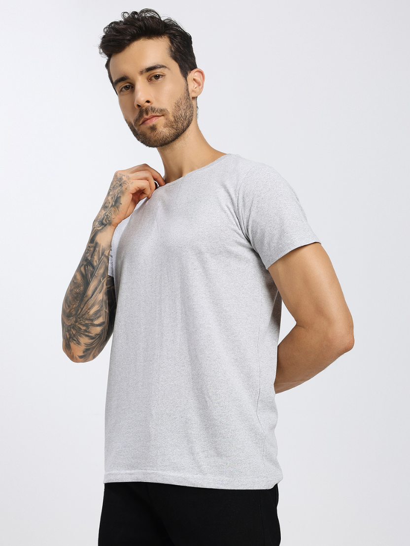 Sthula's Men Grey Cotton T-Shirt