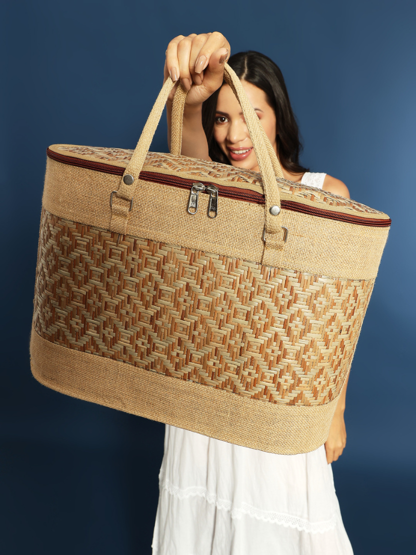 Sthula's Handcrafted Jute Storage Basket Bag