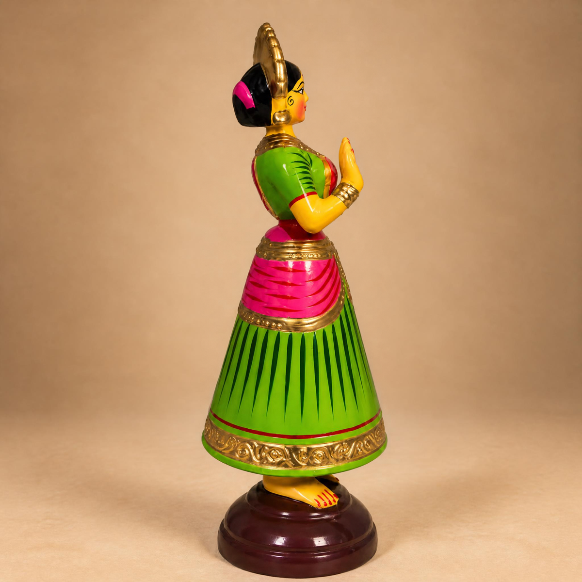Sthula's Green Pink Wooden Traditional Dancing Doll