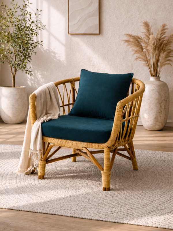 Sthula's Natural Brown Rattan Lounge Chair