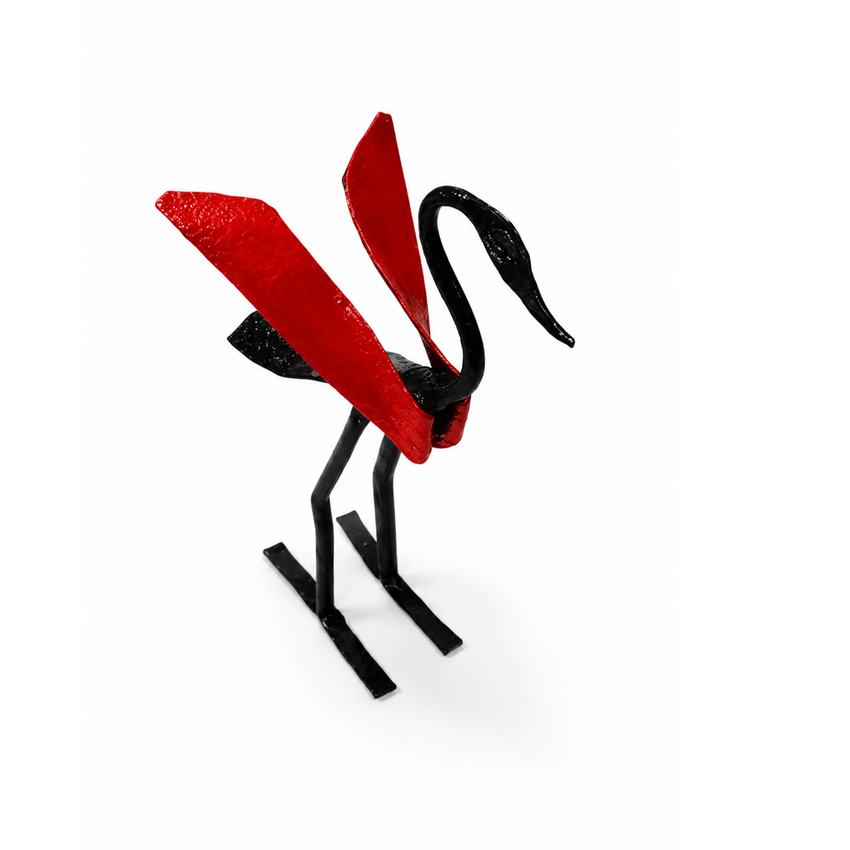 Sthula's Handmade Black and Red Metal Swan Figurine