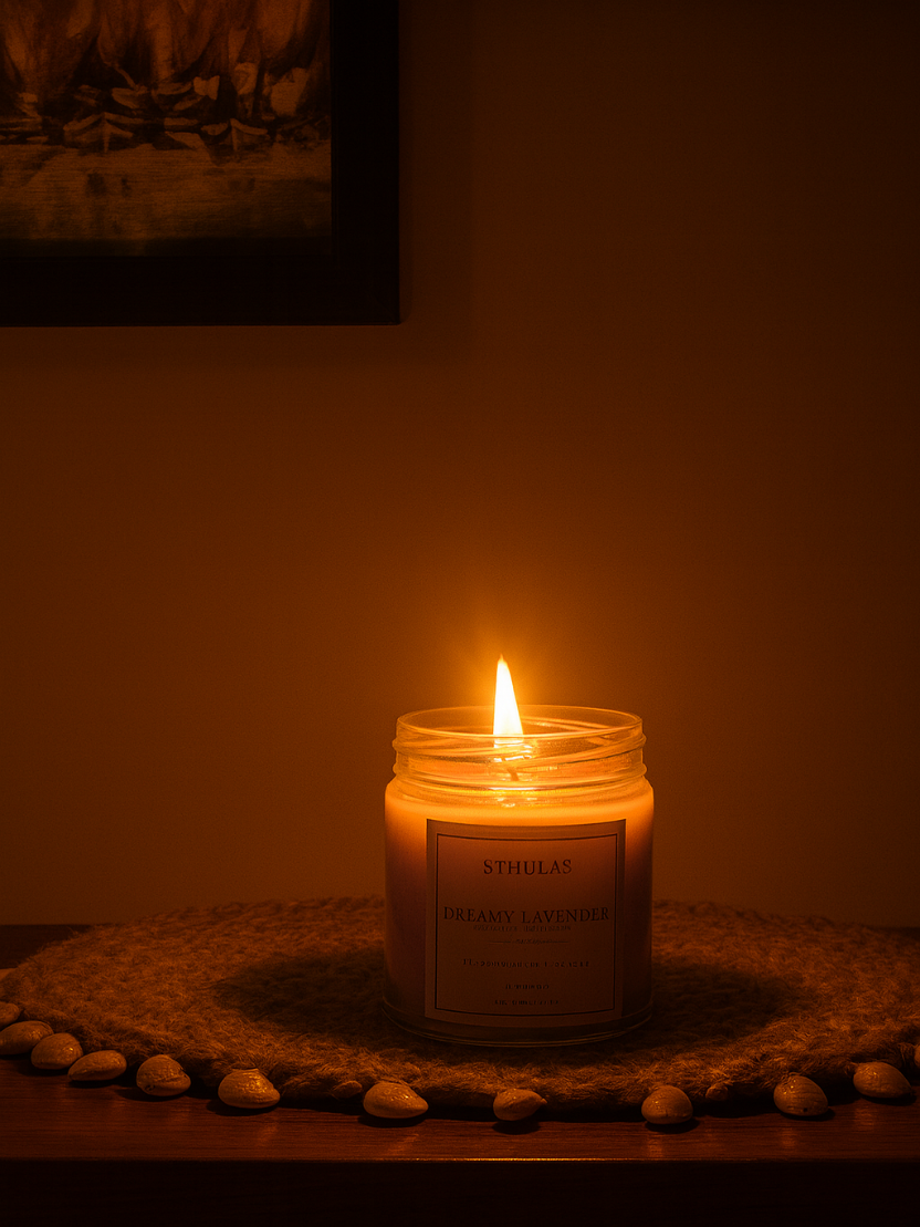 Sthula's Handcrafted Dreamy Lavender Soy Wax Candle