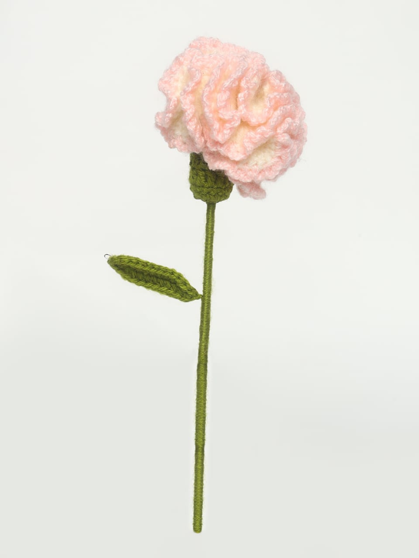 Sthula's Handcrafted Pink Handmade Wool Carnation Flower