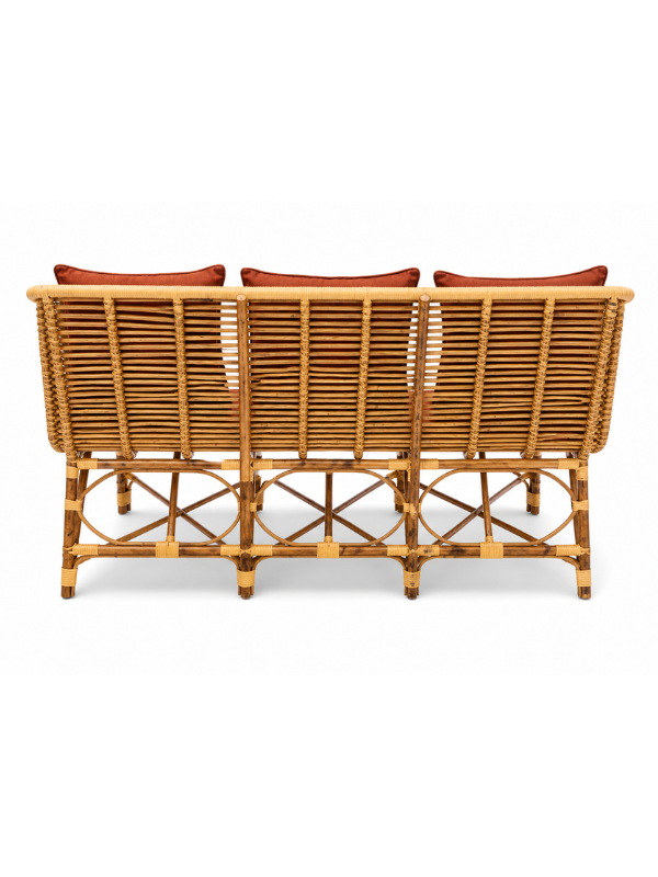 Sthula's Natural Brown Handmade Rattan 3 Seater Sofa | Premium Cane Furniture