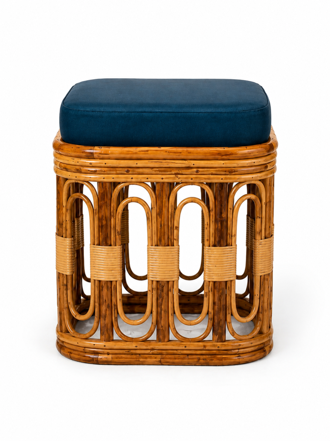Sthula's Handcrafted Bamboo & Cane Accent Stool – Brown