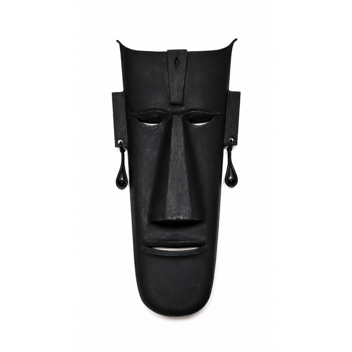 Sthula's Handmade Black Metal Tribal Face Wall Mask