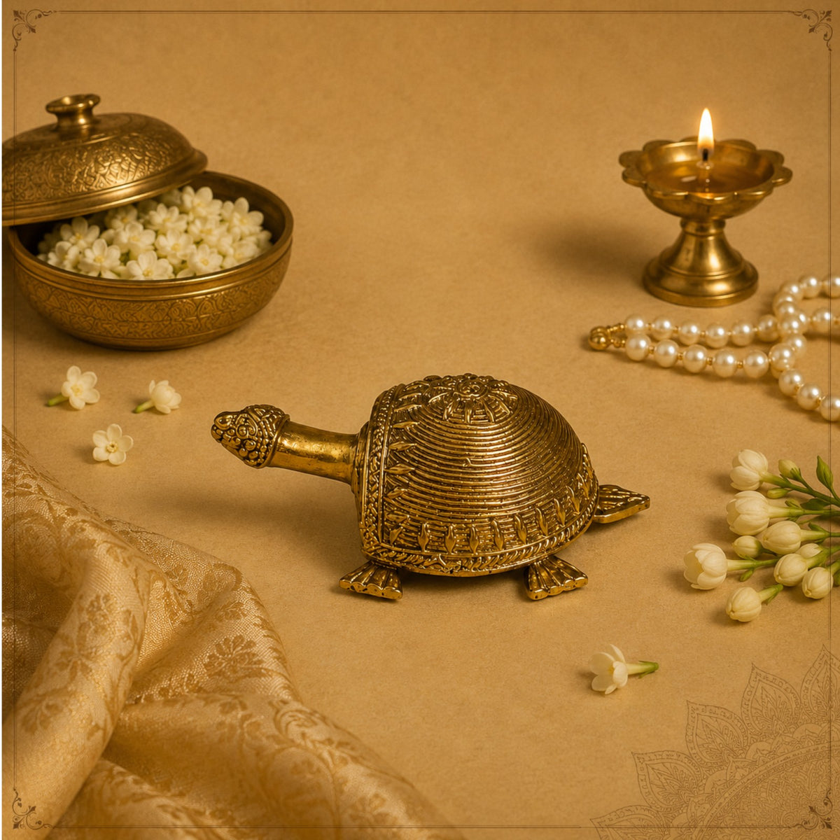 Sthula's Antique Brass Tortoise Statue – Traditional Decorative Turtle Figurine