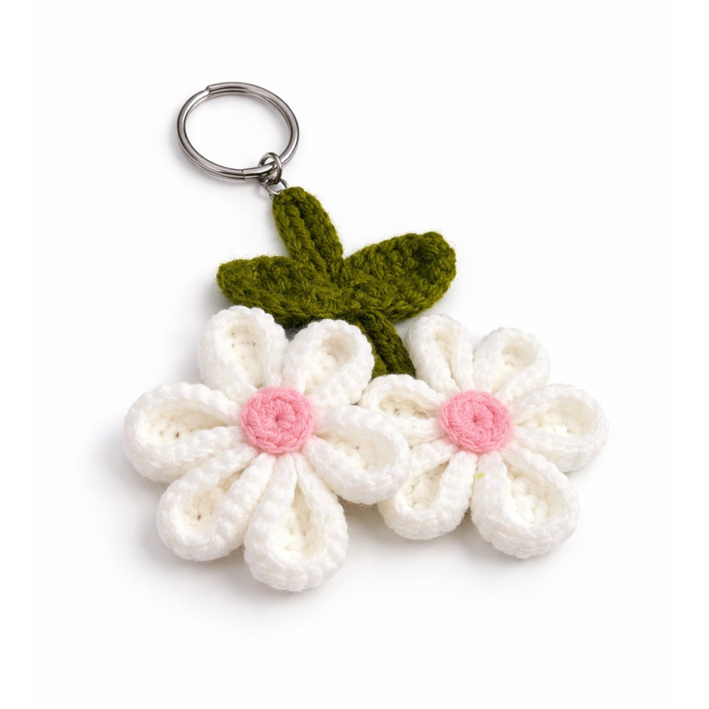Sthula's Handmade White & Pink Daisy Flower Keychain