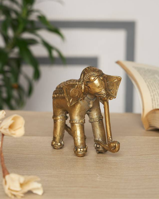 Sthula's Handmade Dokra Metal Elephant Showpiece