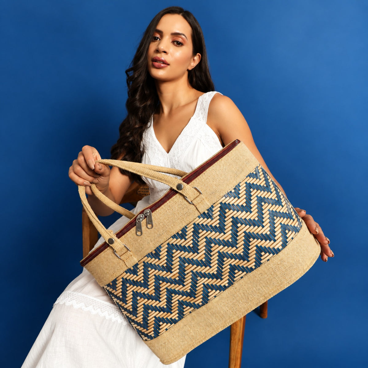 Sthula's  Handwoven Jute Handbag – Stylish Woven Tote Bag for Women