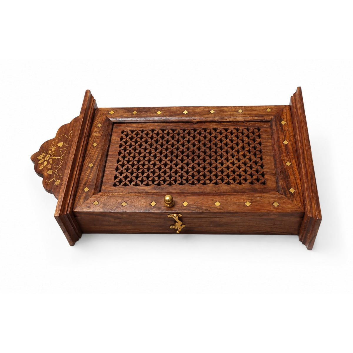 Sthula's Handmade Wooden Brown Wall Mounted Key Holder With Cabinet