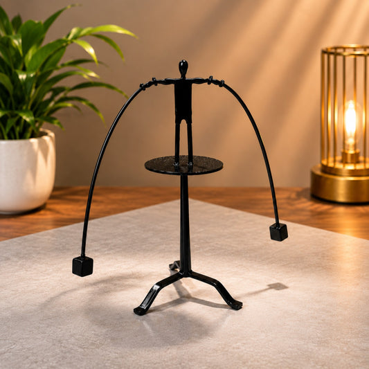 Sthula's Handmade Black Metal Balance Scale Candle Holder