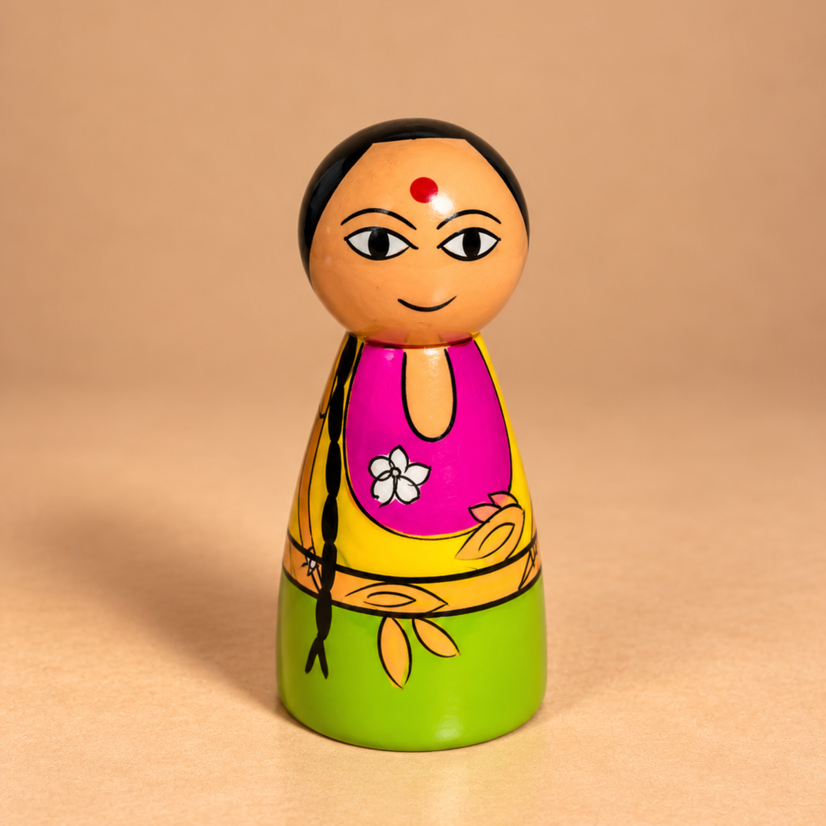 Sthula's Multicolor Wooden Traditional Couple Doll Set