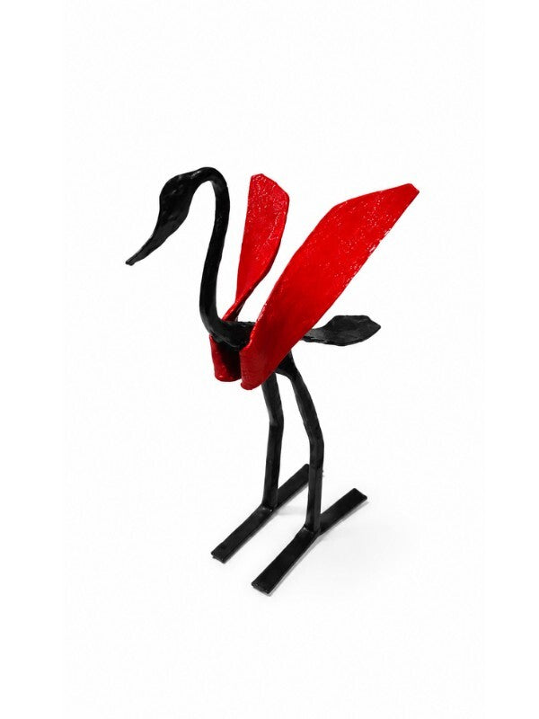 Sthula's Handmade Red Swan Metal Figurine