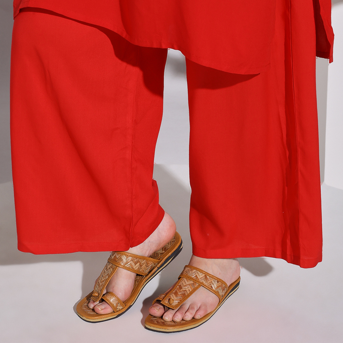 Sthula's Women’s Woven T-Strap Flat Sandals – Tan, Synthetic