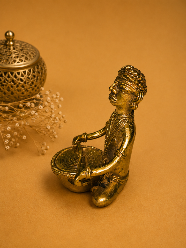 Sthula's Brass Tribal Musician Figurine