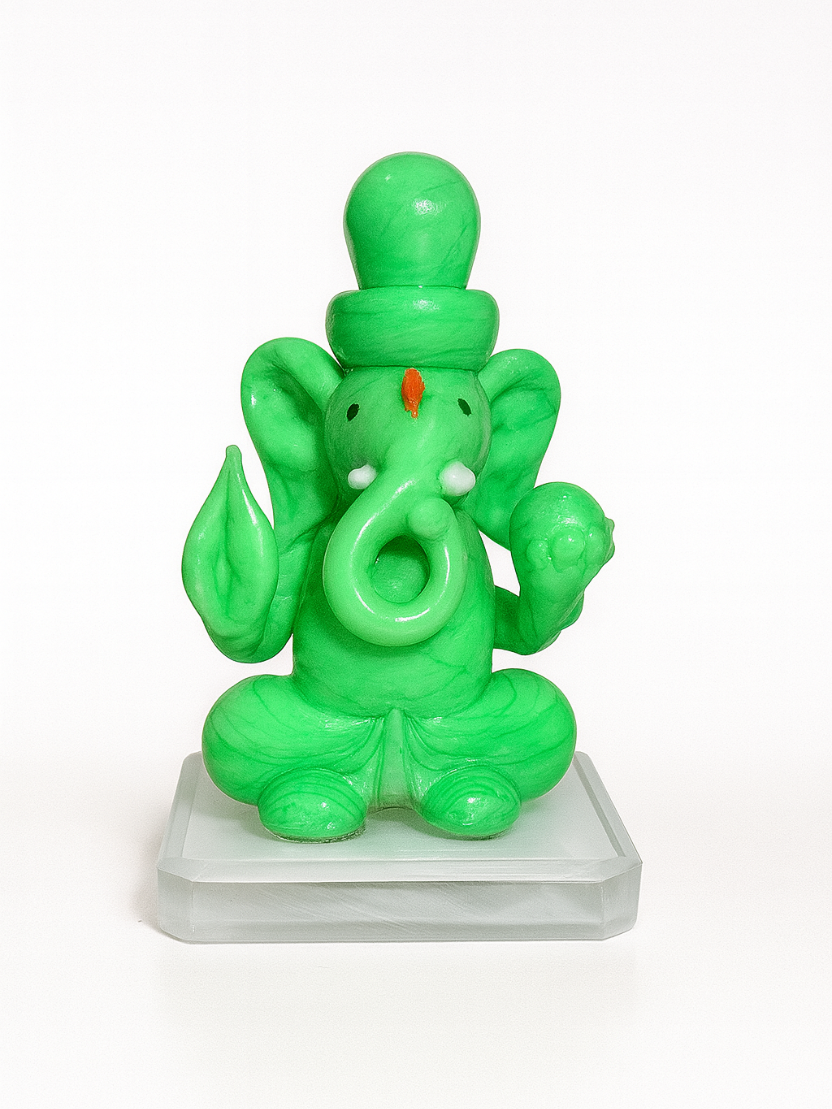 Sthula's Handcrafted Green Lord Ganesha Idol Showpiece