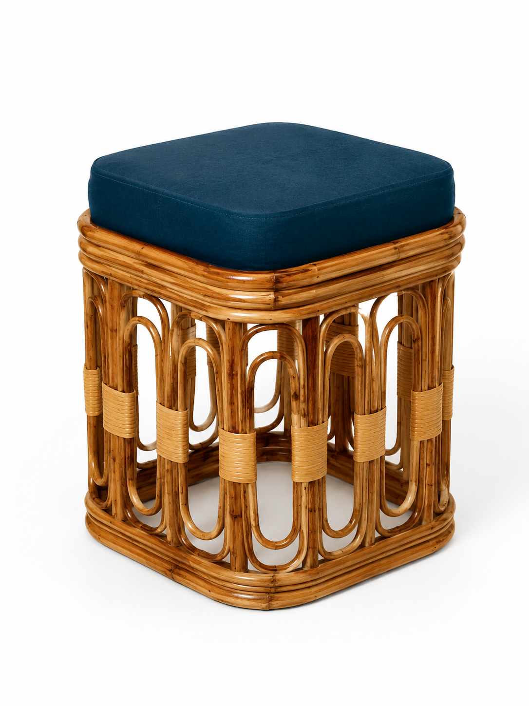 Sthula's Handcrafted Bamboo & Cane Accent Stool – Brown
