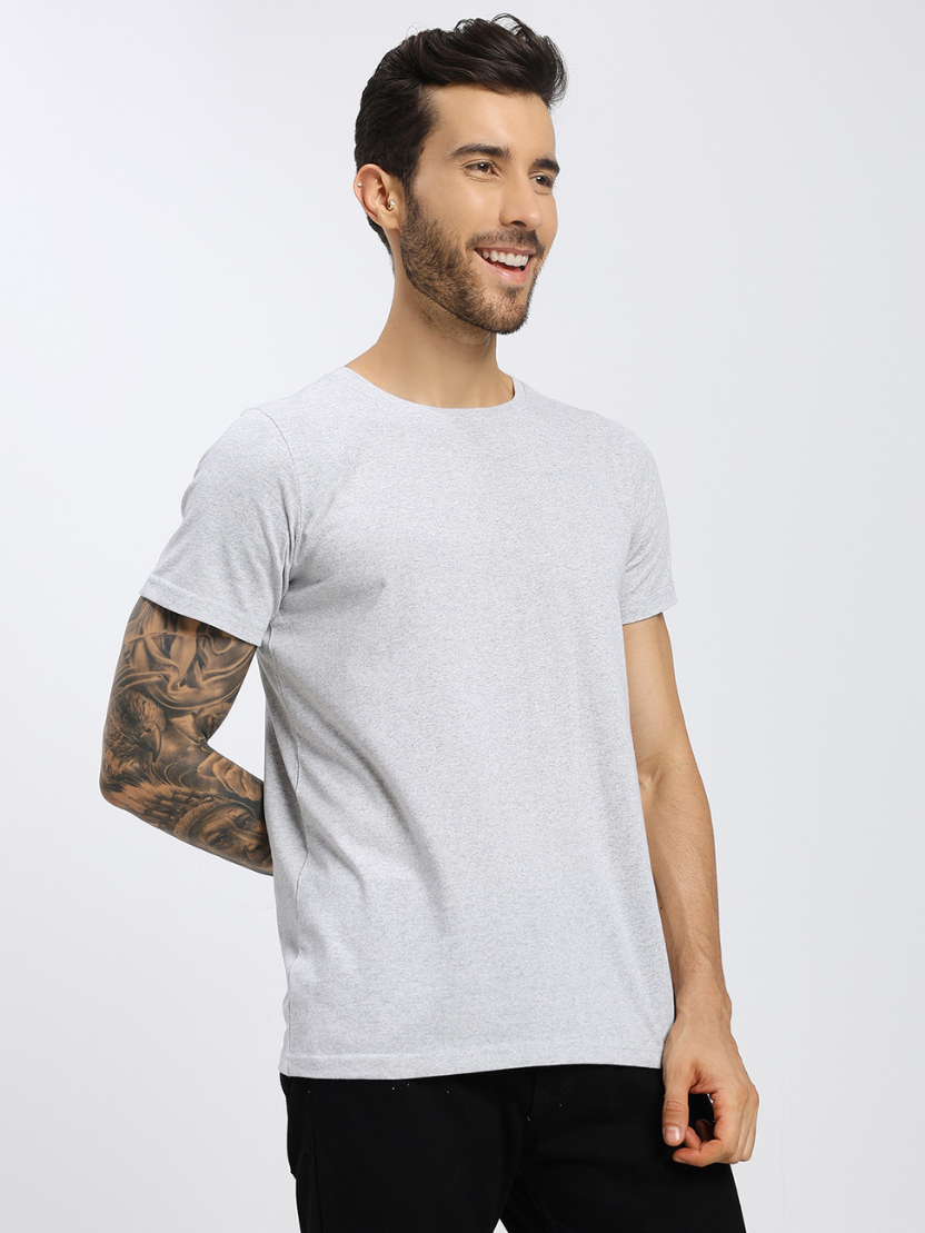 Sthula's Men Grey Cotton T-Shirt