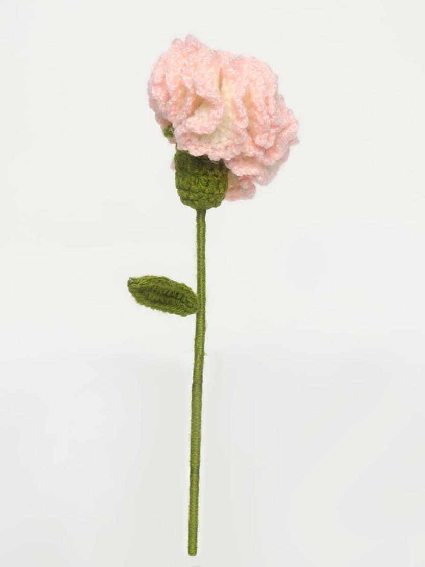 Sthula's Handcrafted Pink Handmade Wool Carnation Flower