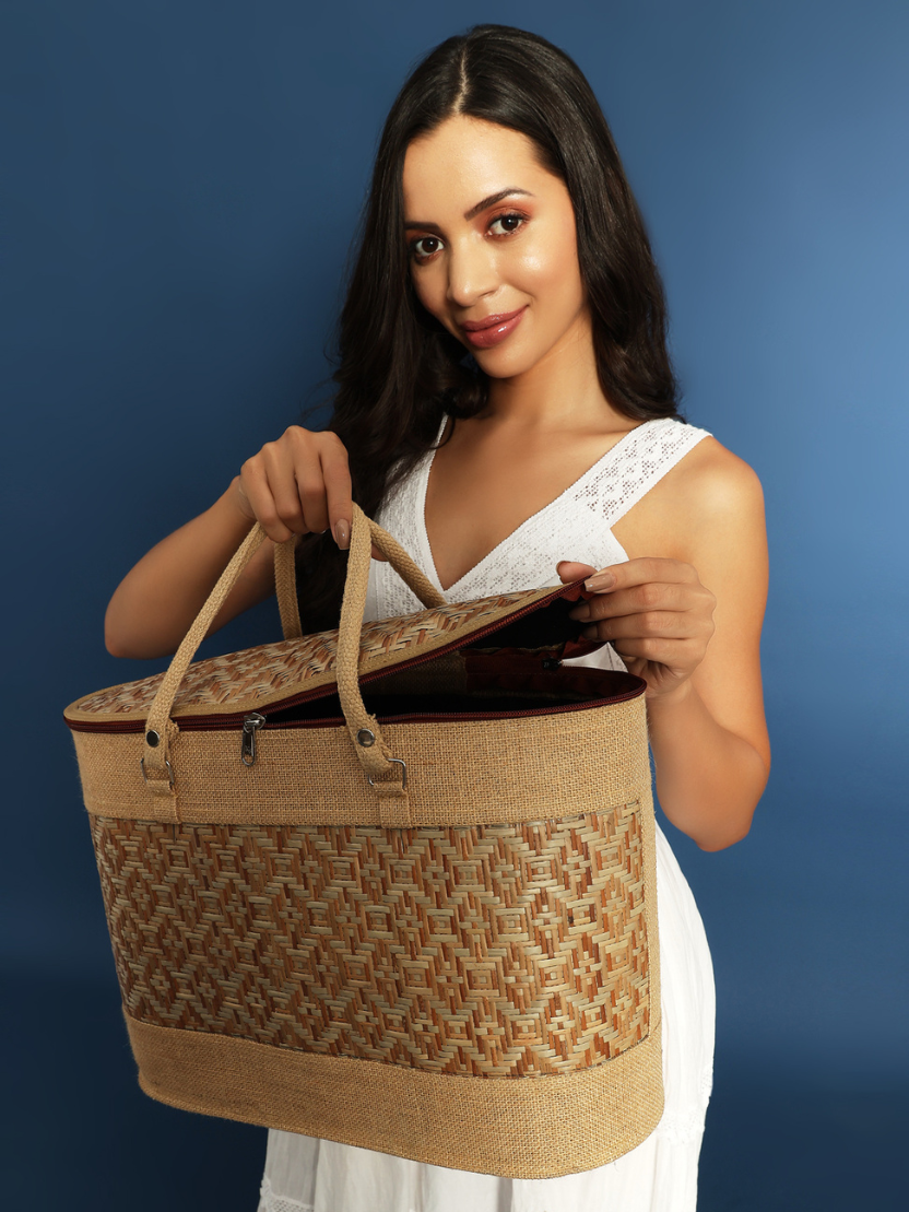 Sthula's Handcrafted Jute Storage Basket Bag