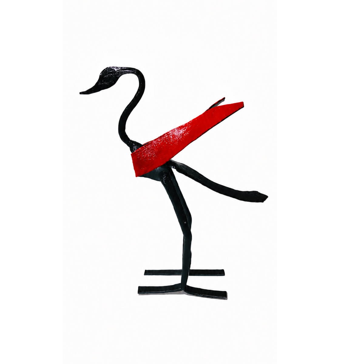Sthula's Handmade Black and Red Metal Swan Figurine
