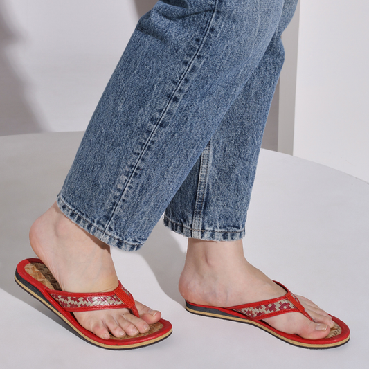 Sthula's  Women’s Woven Toe Loop Flat Sandals – Red