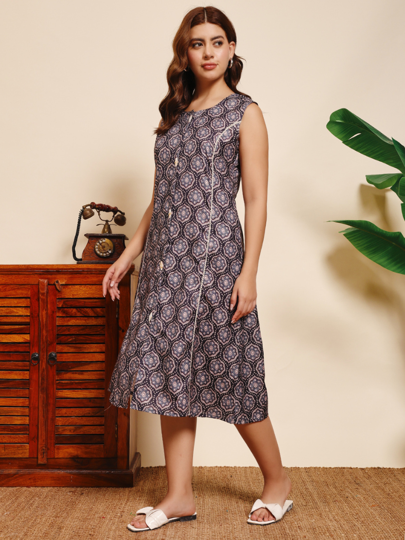 Sthula's Dark Blue Cotton Dress