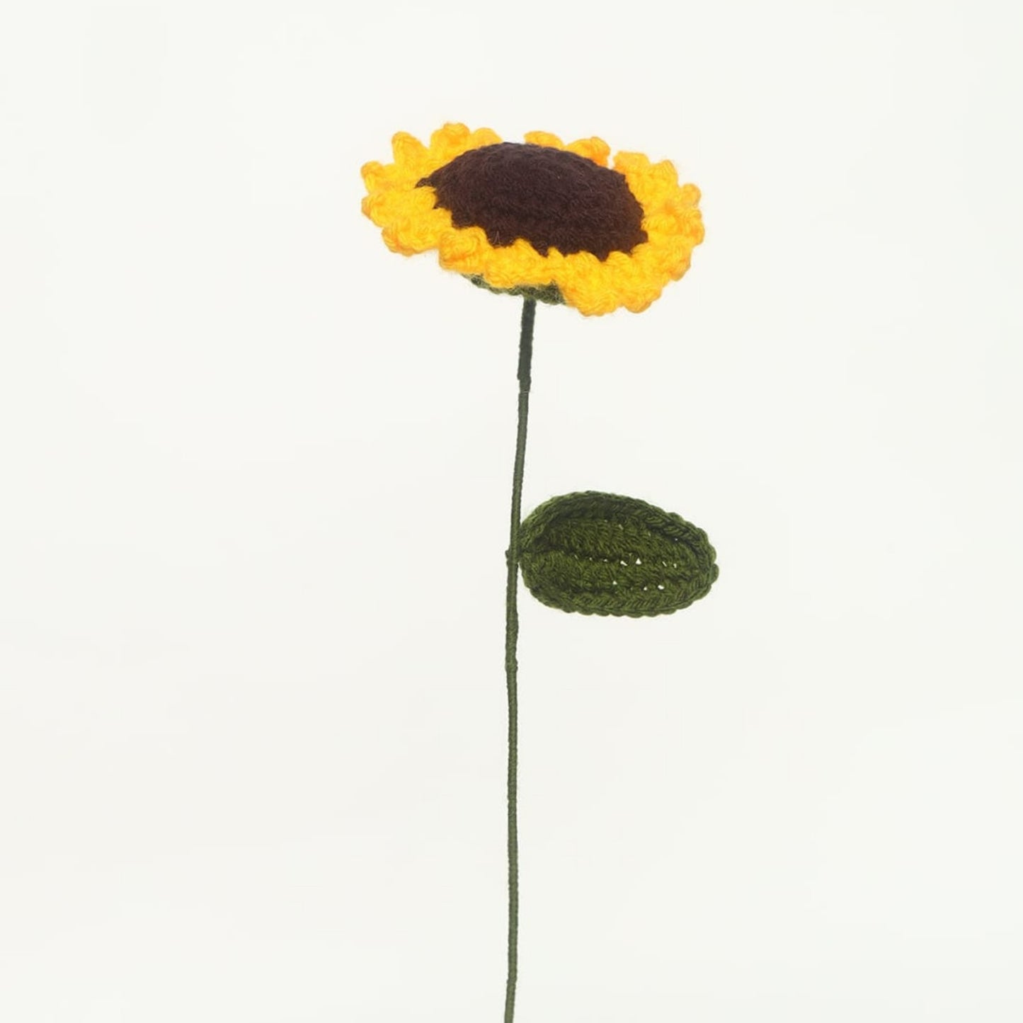 Sthula's Handmade Crochet Sunflower with Green Leaf & Stem