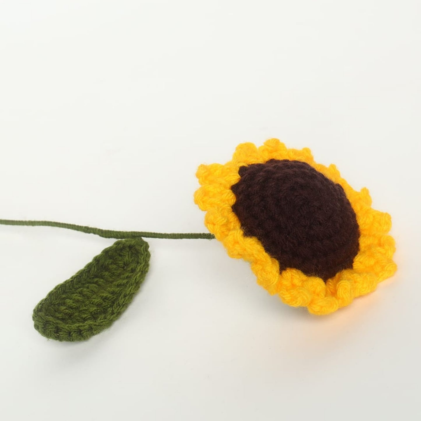 Sthula's Handmade Crochet Sunflower with Green Leaf & Stem