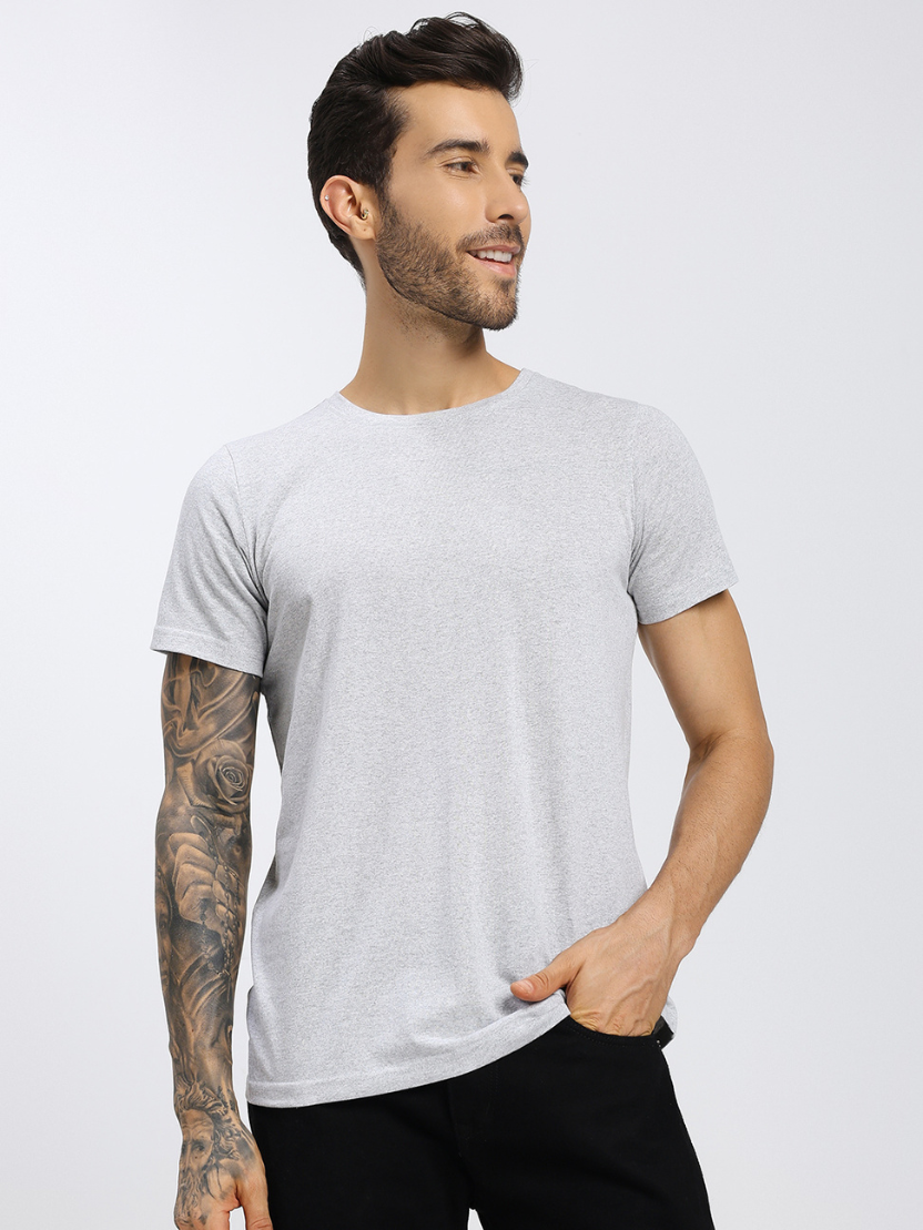 Sthula's Men Grey Cotton T-Shirt