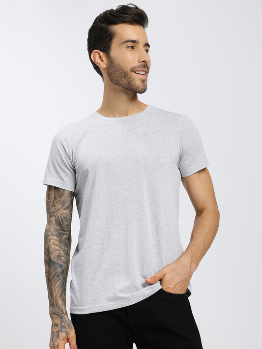 Sthula's Men Grey Cotton T-Shirt