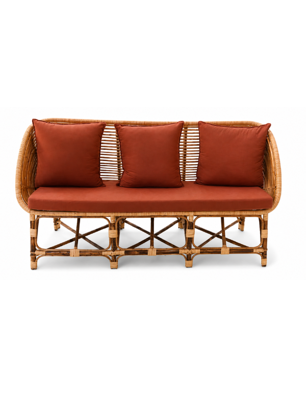 Sthula's Handmade Rattan 3 Seater Sofa – Brown Color