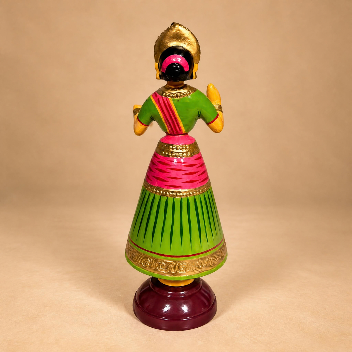 Sthula's Green Pink Wooden Traditional Dancing Doll