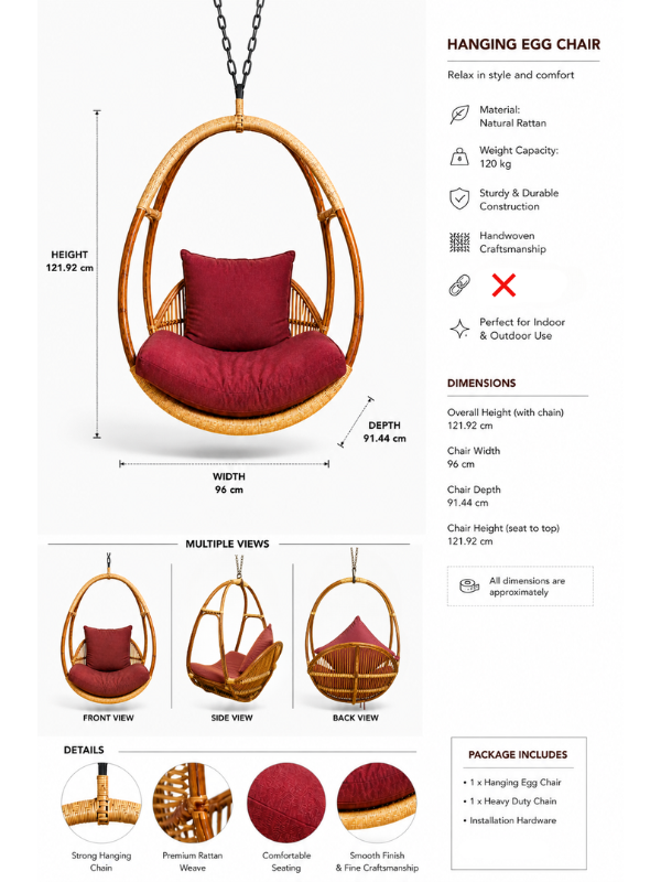 Sthula's Natural Brown Rattan Hanging Jhoola