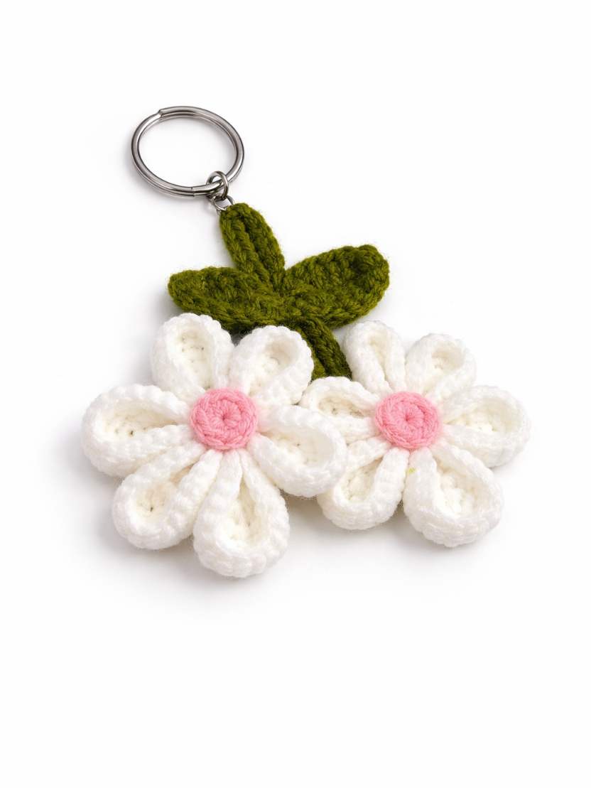 Sthula's Handmade Daisy Floral Wool Keyring