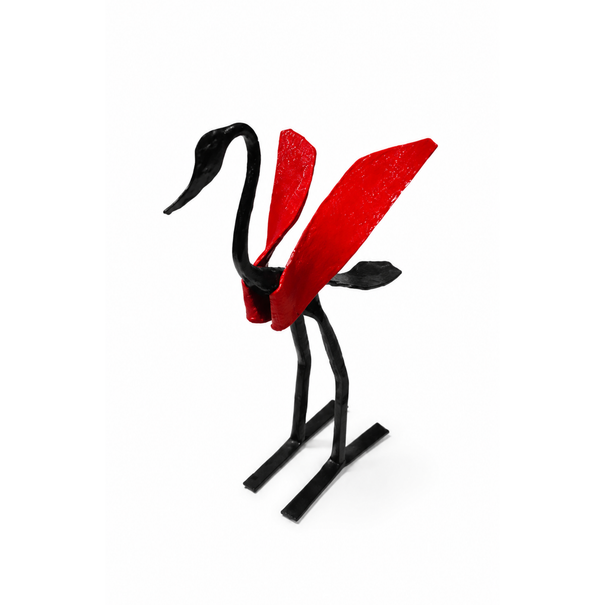 Sthula's Handmade Black and Red Metal Swan Figurine