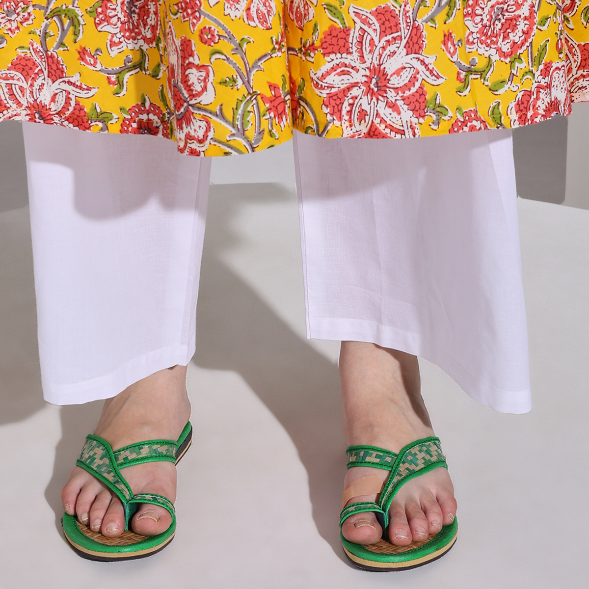 Sthula's Women’s Woven Toe Loop Flat Sandals – Green, Synthetic