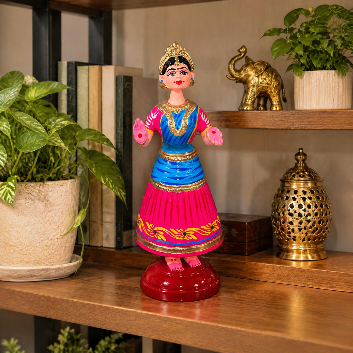 Sthula's Multicolor Traditional Folk Dancer Metal Figurine