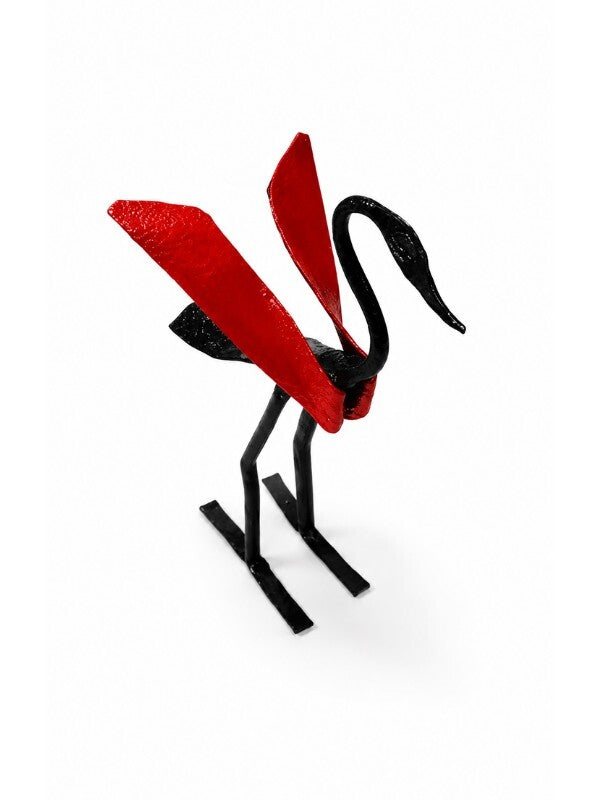 Sthula's Handmade Red Swan Metal Figurine