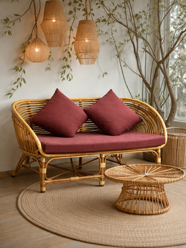 Sthula's Natural Brown Rattan 2 Seater Sofa